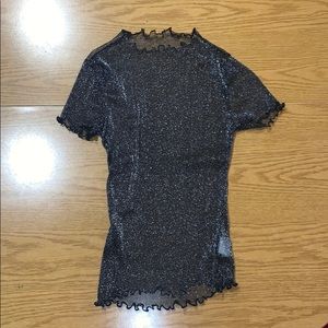 Lettuce Trim Sparkly See Through Party Shirt